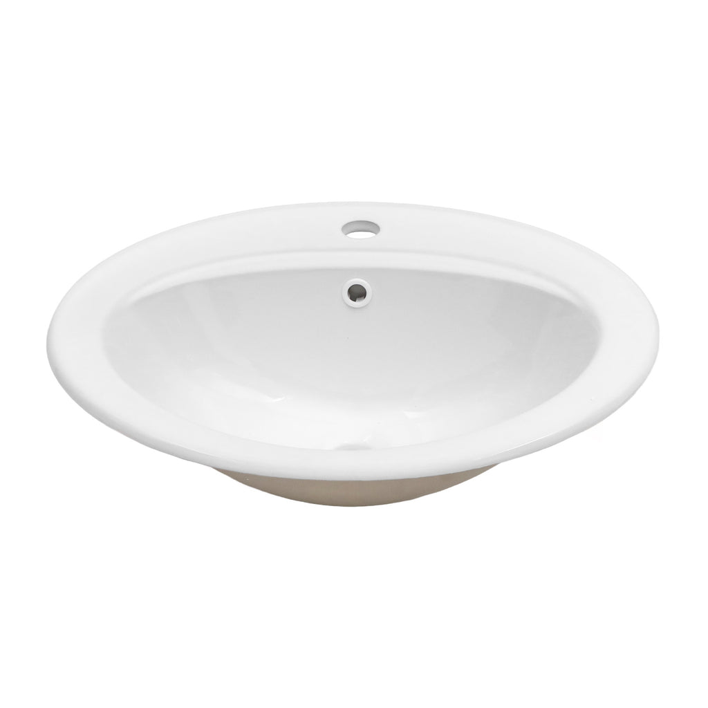 21.8 Inch Drop In Bathroom Sink White Porcelain 21.8x19.5inch Ceramic Vitreous Above Counter Vanity Lavatory Sink