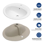 21.8 Inch Drop In Bathroom Sink White Porcelain 21.8x19.5inch Ceramic Vitreous Above Counter Vanity Lavatory Sink
