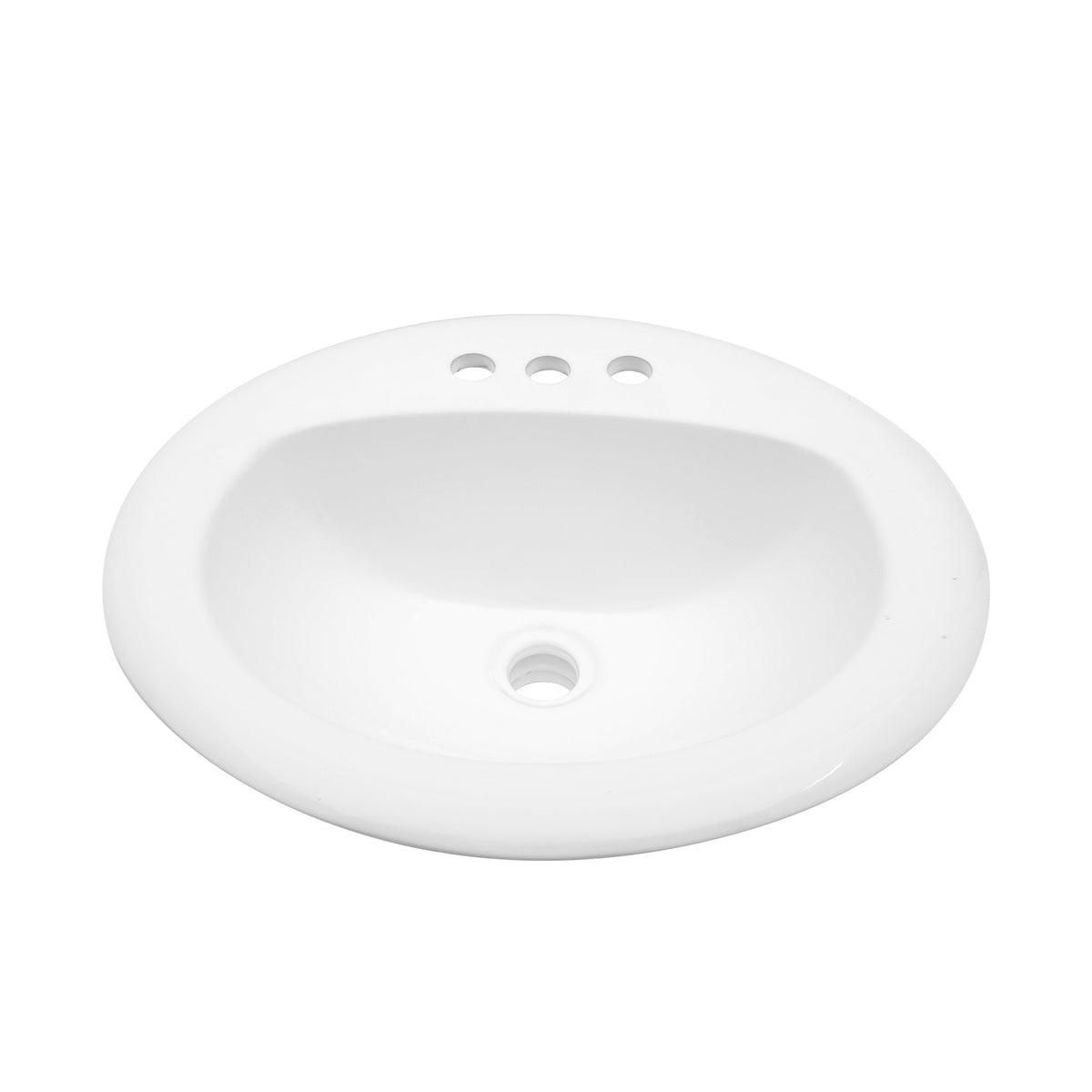 20.3 Inch Drop-in Bathroom Vanity Sink 20.3x18", White Vitreous Porcelain Lavatory Basin, 3 Faucet Holes Countertop Sink