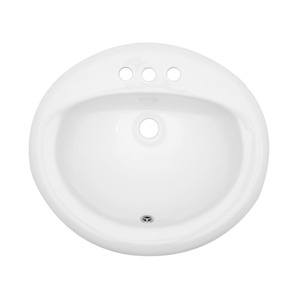 20.3 Inch Drop-in Bathroom Vanity Sink 20.3x18", White Vitreous Porcelain Lavatory Basin, 3 Faucet Holes Countertop Sink