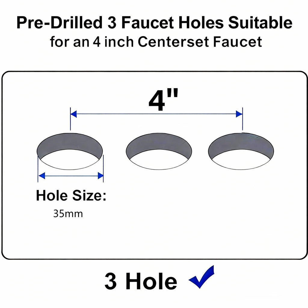20.3 Inch Drop-in Bathroom Vanity Sink 20.3x18", White Vitreous Porcelain Lavatory Basin, 3 Faucet Holes Countertop Sink
