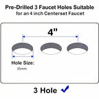 20.3 Inch Drop-in Bathroom Vanity Sink 20.3x18", White Vitreous Porcelain Lavatory Basin, 3 Faucet Holes Countertop Sink