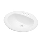 20.3 Inch Drop-in Bathroom Vanity Sink 20.3x18", White Vitreous Porcelain Lavatory Basin, 3 Faucet Holes Countertop Sink