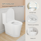0.8/1.28 GPF Siphonic Dual‑Flush One‑Piece Toilet, 17" ADA Comfort Height, Top‑Button, 12" Rough‑In, Soft‑Closing Seat & Lid, 1000‑Gram MaP Score, Gloss White GW‑008 Gloss White SKU W3192P479218 product image 7