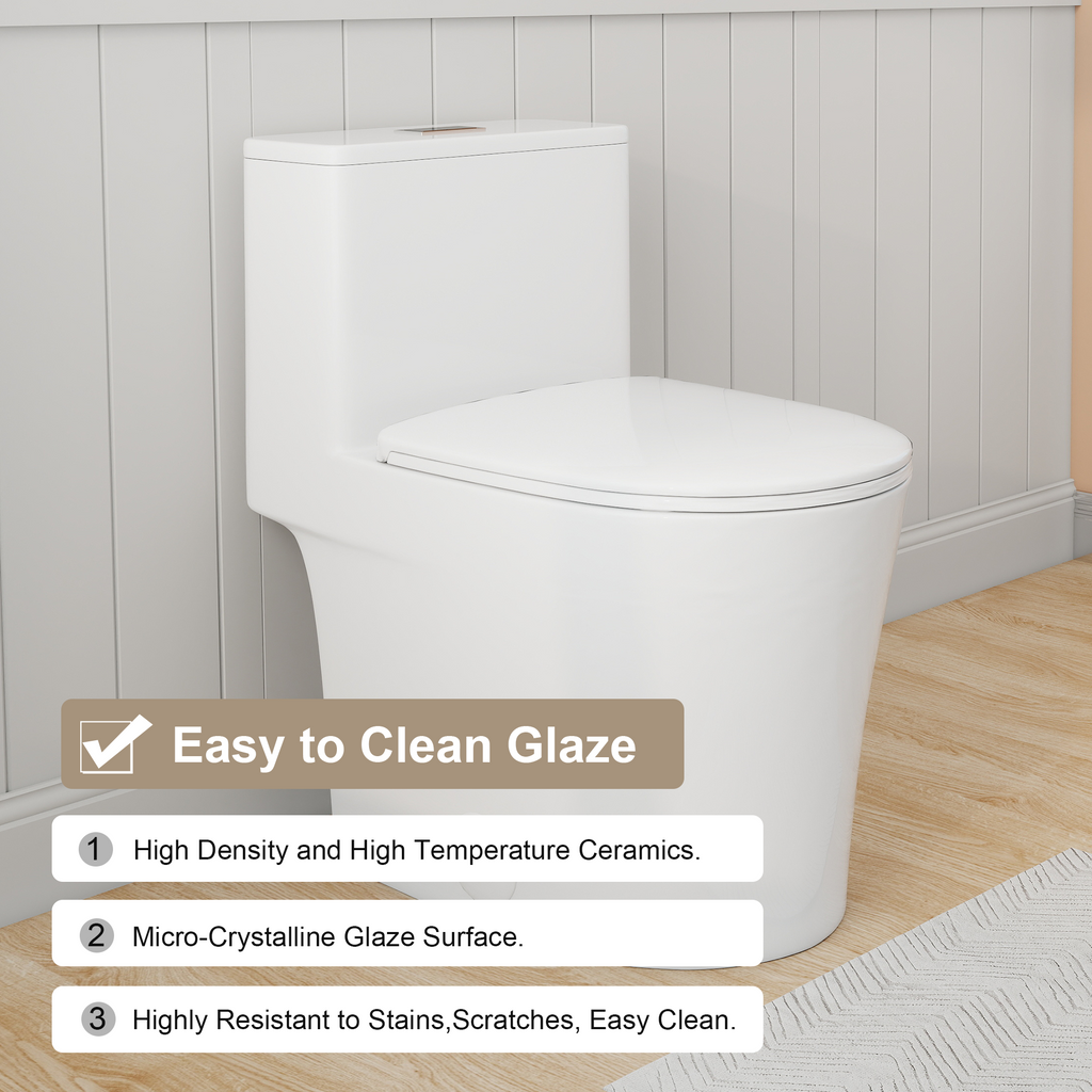 0.8/1.28 GPF Siphonic Dual‑Flush One‑Piece Toilet, 17" ADA Comfort Height, Top‑Button, 12" Rough‑In, Soft‑Closing Seat & Lid, 1000‑Gram MaP Score, Gloss White GW‑008 Gloss White SKU W3192P479218 product image 9