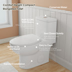 0.8/1.28 GPF Siphonic Dual‑Flush One‑Piece Toilet, 17" ADA Comfort Height, Elongated Rimmed Bowl, Top‑Button, 12" Rough‑In, Soft‑Closing Seat & Lid, 1000g MaP Score, Gloss White 2GW-006 Gloss White SKU W3192P412959 product image 2