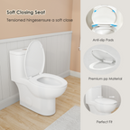 0.8/1.28 GPF Siphonic Dual‑Flush One‑Piece Toilet, 17" ADA Comfort Height, Elongated Rimmed Bowl, Top‑Button, 12" Rough‑In, Soft‑Closing Seat & Lid, 1000g MaP Score, Gloss White 2GW-006 Gloss White SKU W3192P412959 product image 5
