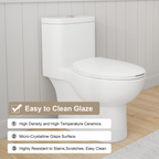 0.8/1.28 GPF Siphonic Dual‑Flush One‑Piece Toilet, 17" ADA Comfort Height, Elongated Rimmed Bowl, Top‑Button, 12" Rough‑In, Soft‑Closing Seat & Lid, 1000g MaP Score, Gloss White 2GW-006 Gloss White SKU W3192P412959 product image 6