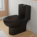0.8/1.28 GPF Siphonic Dual‑Flush One‑Piece Toilet, 17" ADA Comfort Height, Elongated Rimmed Bowl, Top‑Button, 12" Rough‑In, Soft‑Closing Seat & Lid, 1000g MaP Score, Matt Black 2MB‑006 Matte Black SKU W3192P412956 product image 1