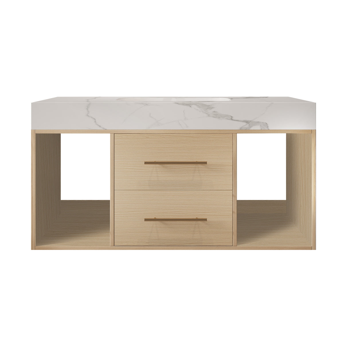 39.4 '' Floating Bathroom Vanity with Ceramic sink,Wall Mounted Vanity 2 Soft Close Drawer and white slate top White,Wood SKU W3136S00030 product image 7