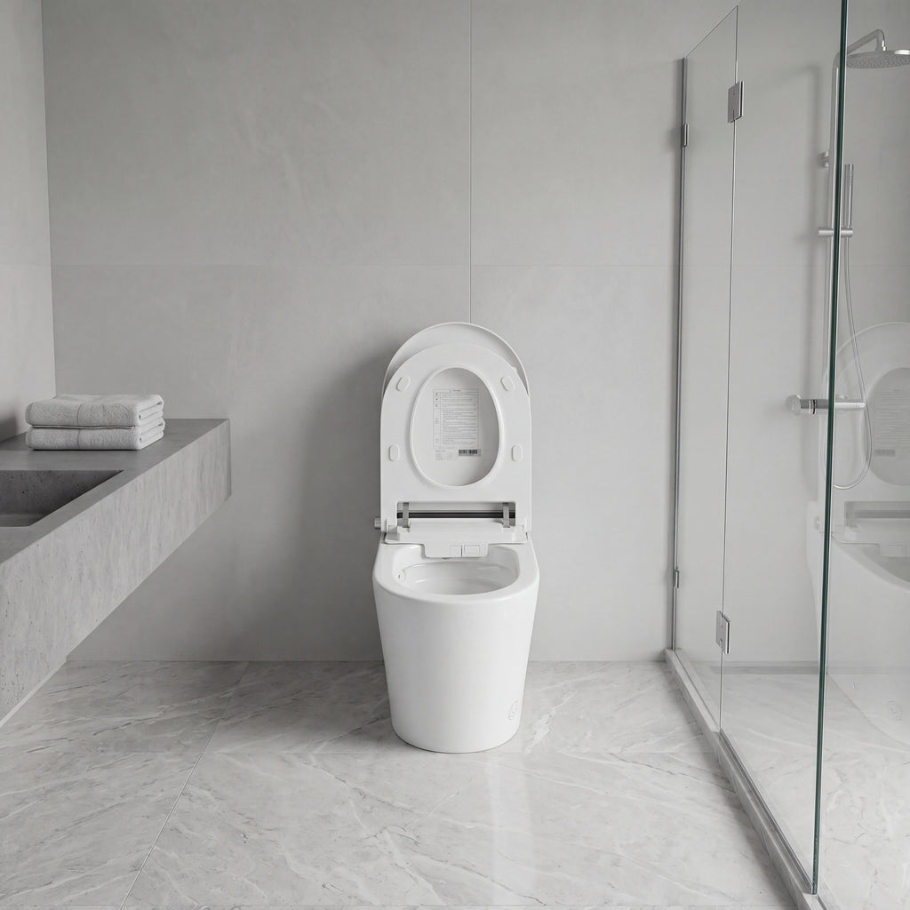 Household luxury no water pressure limit all-in-one intelligent toilet high-speed drying fully automatic flap sterilization splash-proof foam shield toilet White SKU W5935P512795 product image 10