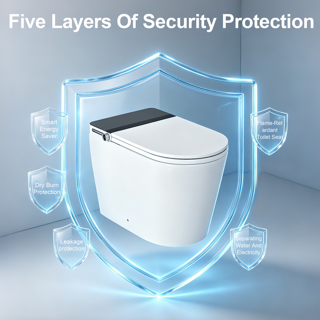 Household luxury no water pressure limit all-in-one intelligent toilet high-speed drying fully automatic flap sterilization splash-proof foam shield toilet White SKU W5935P512795 product image 13