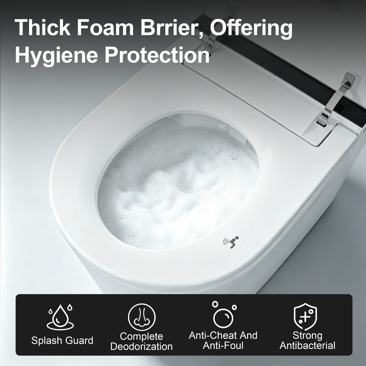 Household luxury no water pressure limit all-in-one intelligent toilet high-speed drying fully automatic flap sterilization splash-proof foam shield toilet White SKU W5935P512795 product image 2