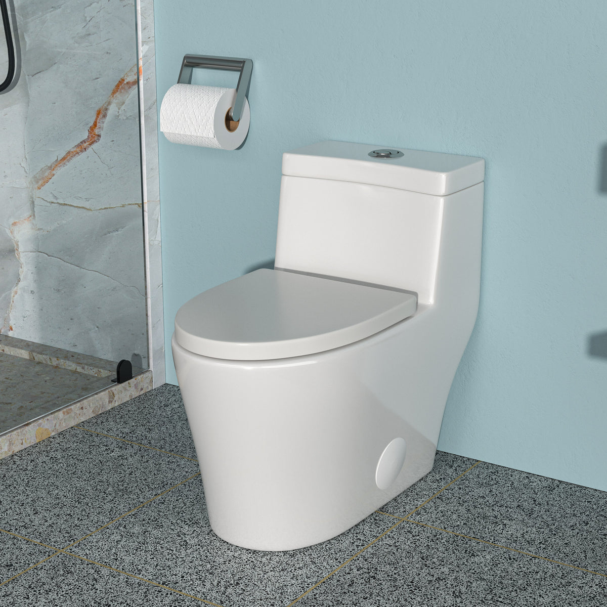 Ceramic One Piece Toilet,Dual Flush with Soft Clsoing Seat White SKU W124377192 product image 1