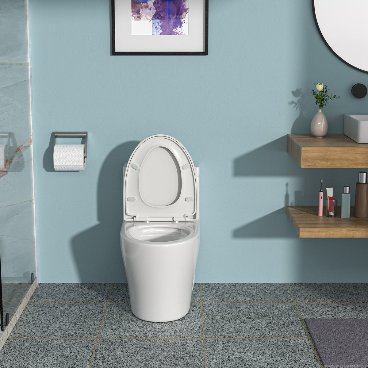 Ceramic One Piece Toilet,Dual Flush with Soft Clsoing Seat White SKU W124377192 product image 2