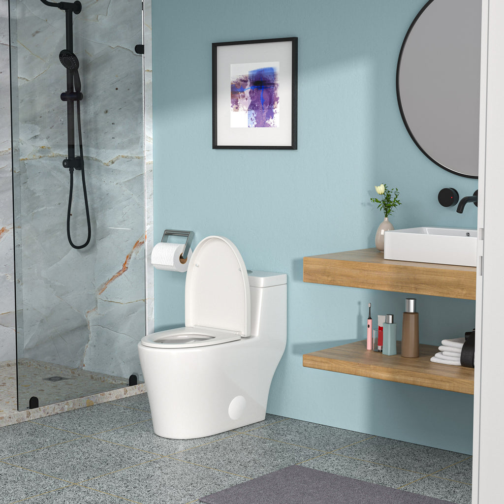 Ceramic One Piece Toilet,Dual Flush with Soft Clsoing Seat White SKU W124377192 product image 3
