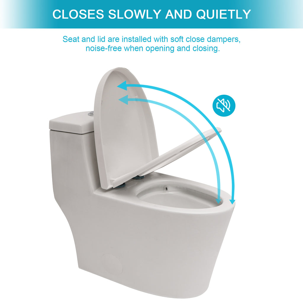 Ceramic One Piece Toilet,Dual Flush with Soft Clsoing Seat White SKU W124377192 product image 5