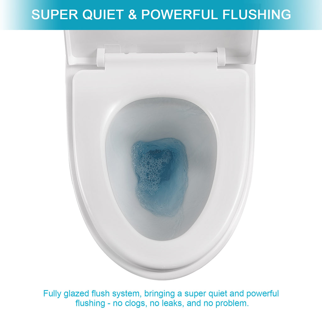 Ceramic One Piece Toilet,Dual Flush with Soft Clsoing Seat White SKU W124377192 product image 6