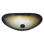 Bathroom Artistic Tempered Glass Gilded black Vessel Bathroom Sink with Black Pop-up Drain, Boat Shape Bathroom Sink Above Counter (no Faucet) Black,Gold SKU W1243P530590 product image 1