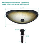 Bathroom Artistic Tempered Glass Gilded black Vessel Bathroom Sink with Black Pop-up Drain, Boat Shape Bathroom Sink Above Counter (no Faucet) Black,Gold SKU W1243P530590 product image 2