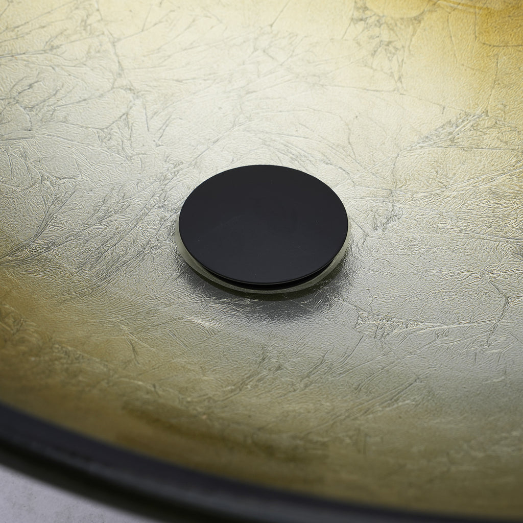 Bathroom Artistic Tempered Glass Gilded black Vessel Bathroom Sink with Black Pop-up Drain, Boat Shape Bathroom Sink Above Counter (no Faucet) Black,Gold SKU W1243P530590 product image 7