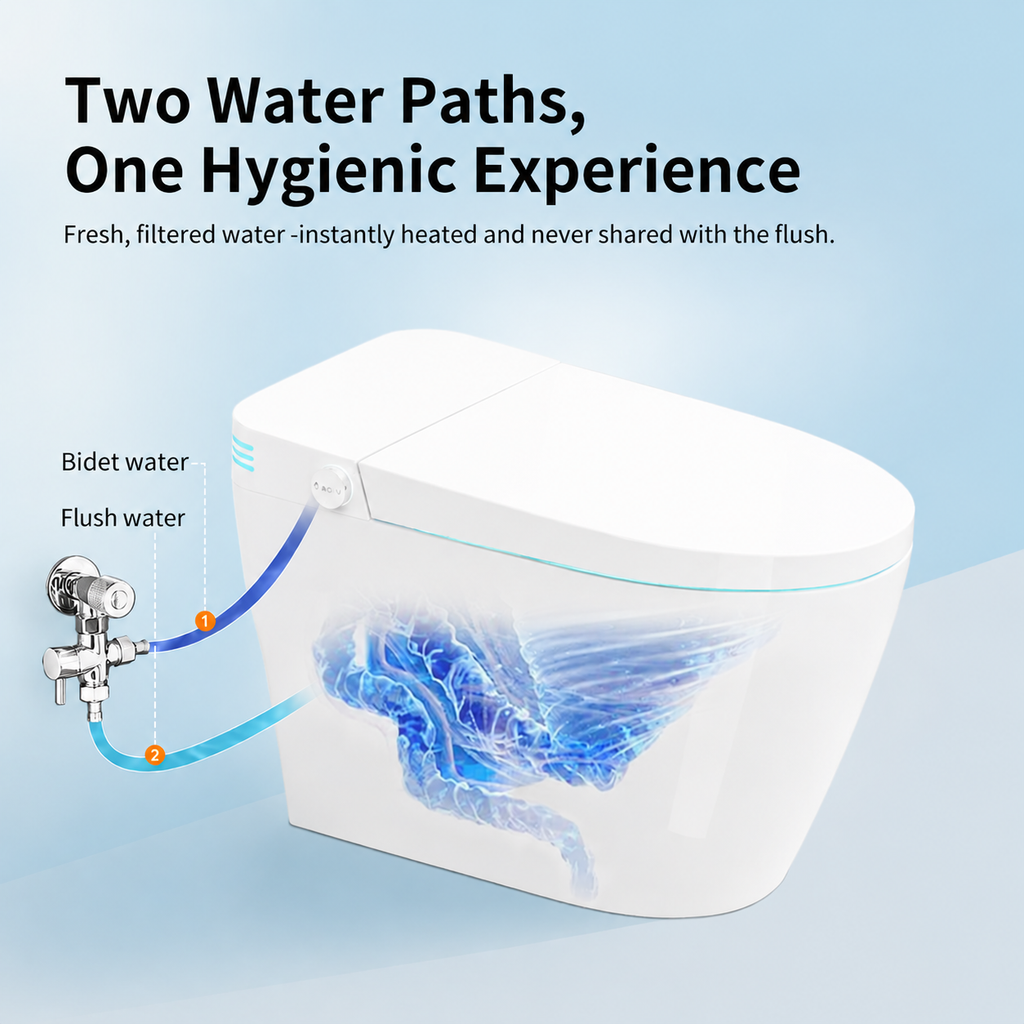 Tankless Smart Toilet With Bidet Built In, One-piece Bidet Toilet Seat, Auto Flush, Auto Open/Close,Heated Seat, Warm Water and Dry, Adjustable Temp,Remote Control Side Know White SKU W3598P339250 product image 13