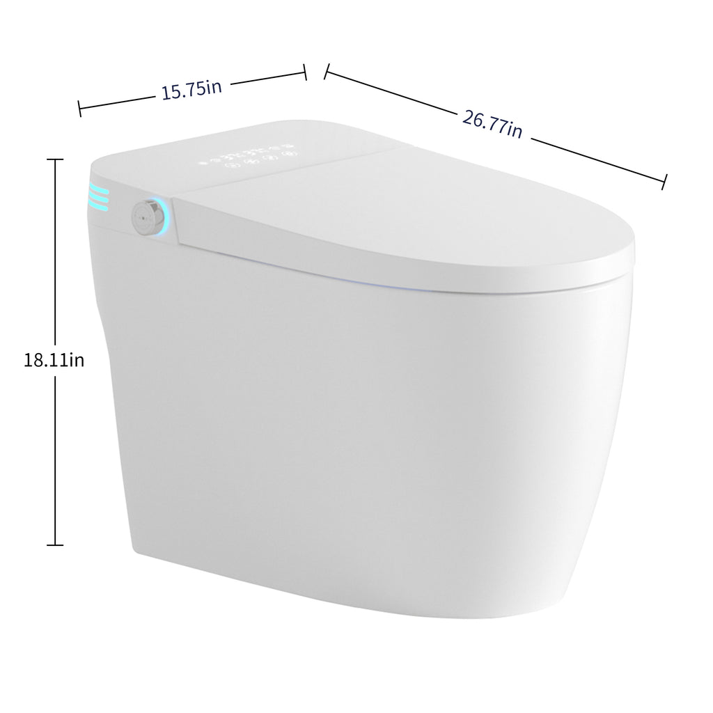 Tankless Smart Toilet With Bidet Built In, One-piece Bidet Toilet Seat, Auto Flush, Auto Open/Close,Heated Seat, Warm Water and Dry, Adjustable Temp,Remote Control Side Know White SKU W3598P339250 product image 19