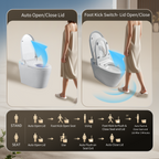 Tankless Smart Toilet With Bidet Built In, One-piece Bidet Toilet Seat, Auto Flush, Auto Open/Close,Heated Seat, Warm Water and Dry, Adjustable Temp,Remote Control Side Know White SKU W3598P339250 product image 6