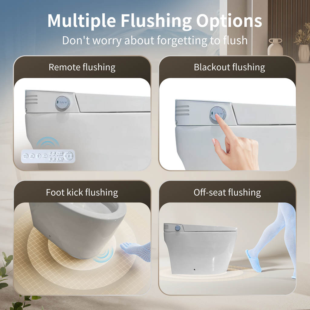 Tankless Smart Toilet With Bidet Built In, One-piece Bidet Toilet Seat, Auto Flush, Auto Open/Close,Heated Seat, Warm Water and Dry, Adjustable Temp,Remote Control Side Know White SKU W3598P339250 product image 7