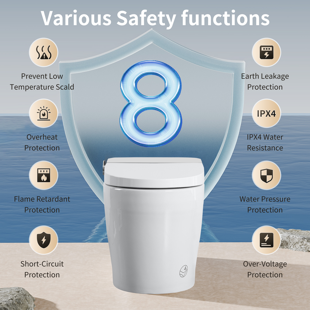 Tankless Smart Toilet With Bidet Built In, One-piece Bidet Toilet Seat, Auto Flush, Auto Open/Close,Heated Seat, Warm Water and Dry, Adjustable Temp,Remote Control Side Know White SKU W3598P339250 product image 8