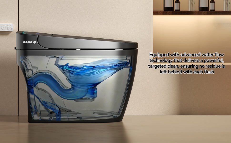 Unique Smart Toile, One Piece Toilet with Bidet Built In,Intelligent Toilet Auto Open/Close Seat. Bidet toilet with Dryer and Warm Water.BLACK Black SKU W3133P476381 product image 18