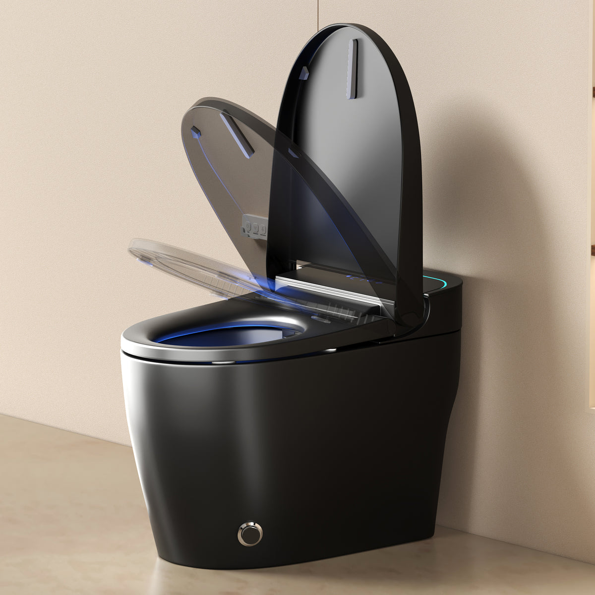 Unique Smart Toile, One Piece Toilet with Bidet Built In,Intelligent Toilet Auto Open/Close Seat. Bidet toilet with Dryer and Warm Water.BLACK Black SKU W3133P476381 product image 4