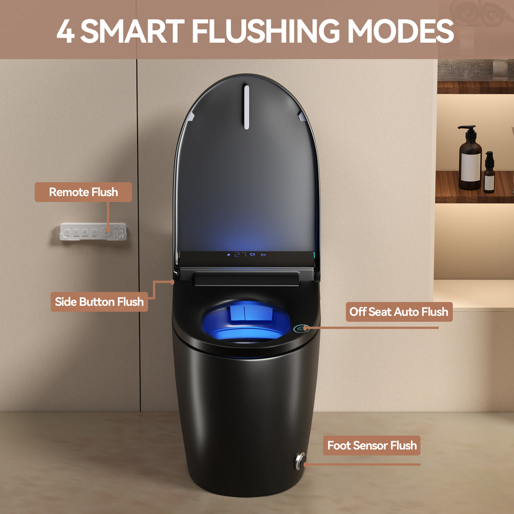Unique Smart Toile, One Piece Toilet with Bidet Built In,Intelligent Toilet Auto Open/Close Seat. Bidet toilet with Dryer and Warm Water.BLACK Black SKU W3133P476381 product image 7