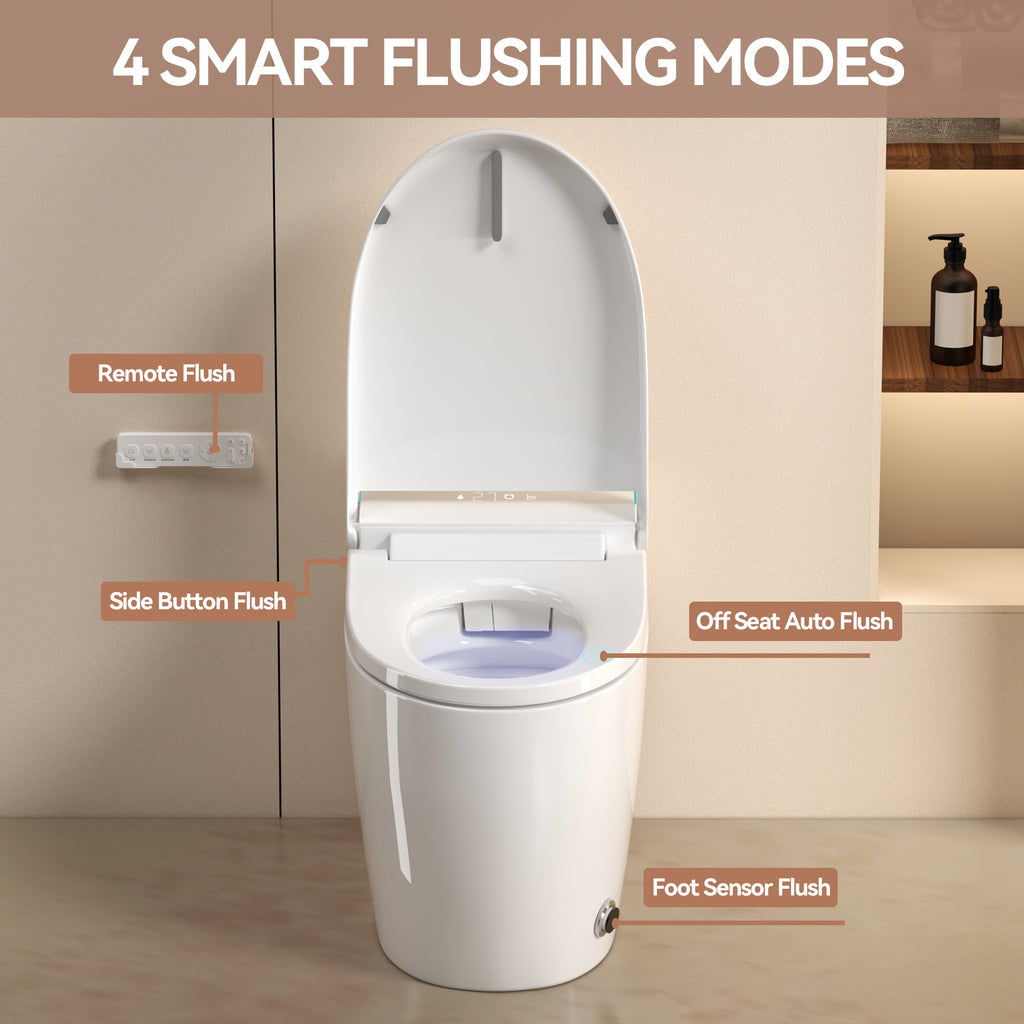 Unique Smart Toile, One Piece Toilet with Bidet Built In,Intelligent Toilet Auto Open/Close Seat. Bidet toilet with Dryer and Warm Water.WHITE White SKU W3133P476384 product image 9