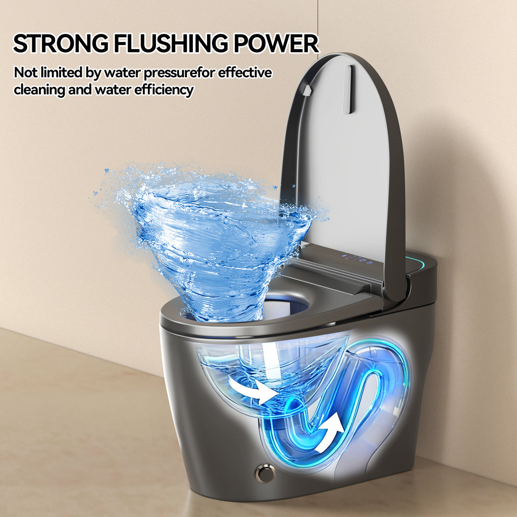 Unique Smart Toile, One Piece Toilet with Bidet Built In,Intelligent Toilet Auto Open/Close Seat. Bidet toilet with Dryer and Warm Water.Gray Gray SKU W3133P476382 product image 10