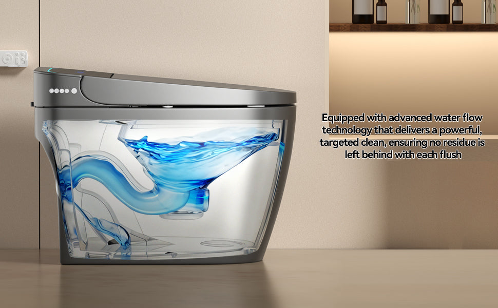 Unique Smart Toile, One Piece Toilet with Bidet Built In,Intelligent Toilet Auto Open/Close Seat. Bidet toilet with Dryer and Warm Water.Gray Gray SKU W3133P476382 product image 18