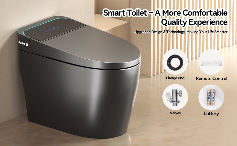 Unique Smart Toile, One Piece Toilet with Bidet Built In,Intelligent Toilet Auto Open/Close Seat. Bidet toilet with Dryer and Warm Water.Gray Gray SKU W3133P476382 product image 19