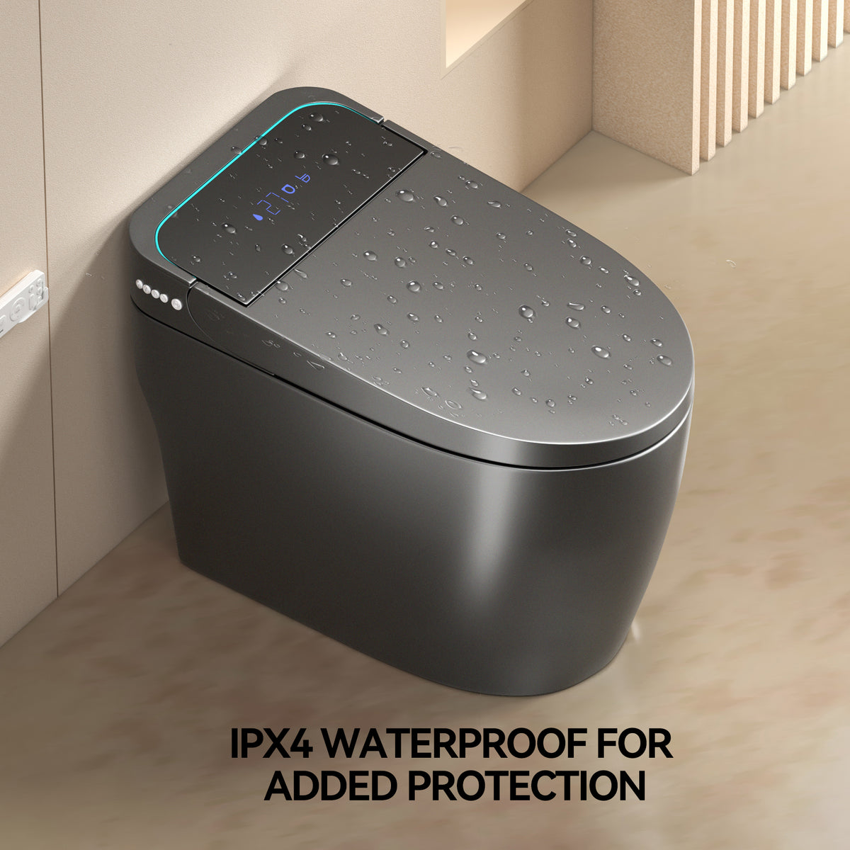 Unique Smart Toile, One Piece Toilet with Bidet Built In,Intelligent Toilet Auto Open/Close Seat. Bidet toilet with Dryer and Warm Water.Gray Gray SKU W3133P476382 product image 2