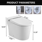 Smart Toilet Bidet Combo with Foot Sensor Open Cover/Seat, LED Display, Self-Cleaning Nozzle, Heated Seat, Night Light, Knob Control, Soft Close, Auto Flush, with Remote Control White SKU W1219P262970 product image 12