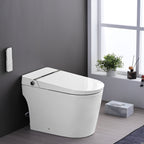 Smart Toilet Bidet Combo with Foot Sensor Open Cover/Seat, LED Display, Self-Cleaning Nozzle, Heated Seat, Night Light, Knob Control, Soft Close, Auto Flush, with Remote Control White SKU W1219P262970 product image 2
