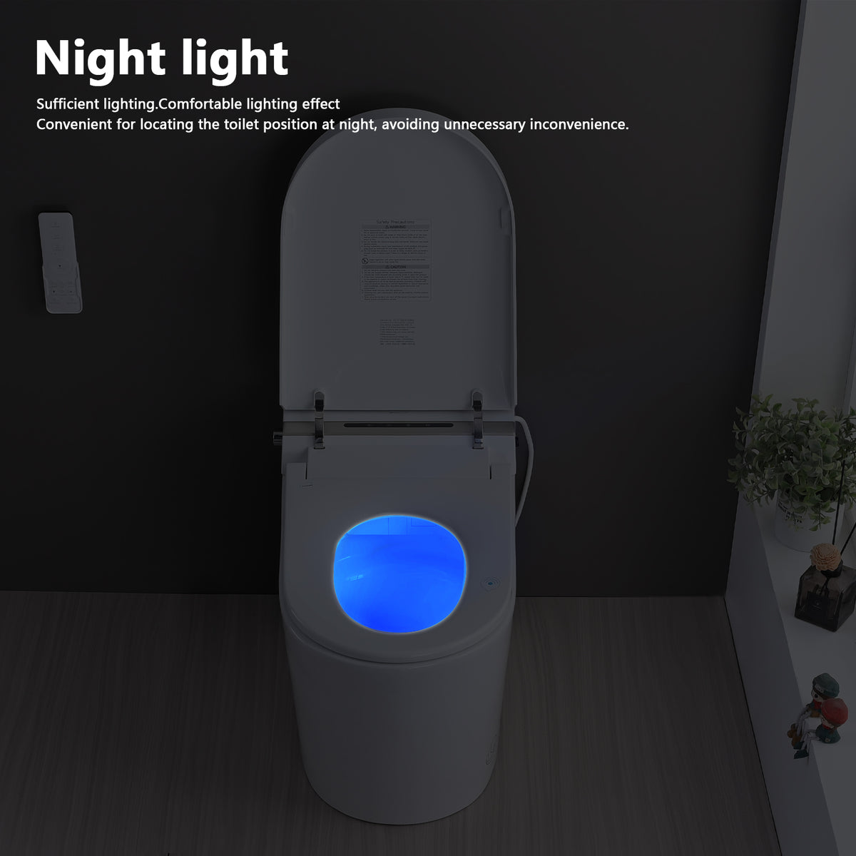 Smart Toilet Bidet Combo with Foot Sensor Open Cover/Seat, LED Display, Self-Cleaning Nozzle, Heated Seat, Night Light, Knob Control, Soft Close, Auto Flush, with Remote Control White SKU W1219P262970 product image 6
