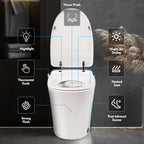 Luxury Smart Toilet with Dryer and warm water, Elongated Bidet Toilet with Heated Seat, with Remote Control, LED Night Light, Power Outage Flushing, Soft Close Cover,Whit White SKU WF314235AAA product image 2