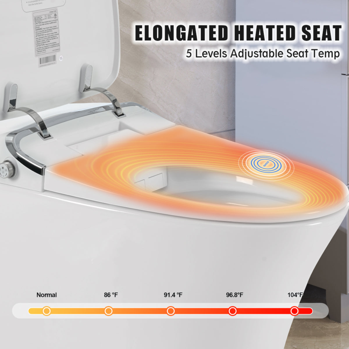 Luxury Smart Toilet with Dryer and warm water, Elongated Bidet Toilet with Heated Seat, with Remote Control, LED Night Light, Power Outage Flushing, Soft Close Cover,Whit White SKU WF314235AAA product image 3