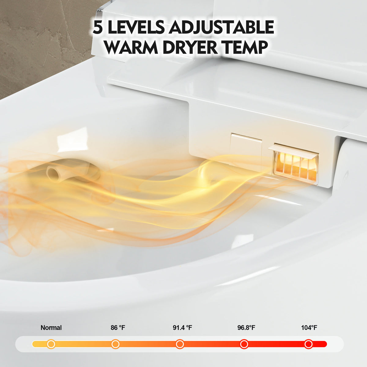 Luxury Smart Toilet with Dryer and warm water, Elongated Bidet Toilet with Heated Seat, with Remote Control, LED Night Light, Power Outage Flushing, Soft Close Cover,Whit White SKU WF314235AAA product image 5
