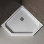 36" x 36" Neo-Angle Center Drain Acrylic Corner Shower Base, Integrated Tile Flange, Non-Slip Textured Floor (Drain Not Included) White SKU T5595P595443 product image 2