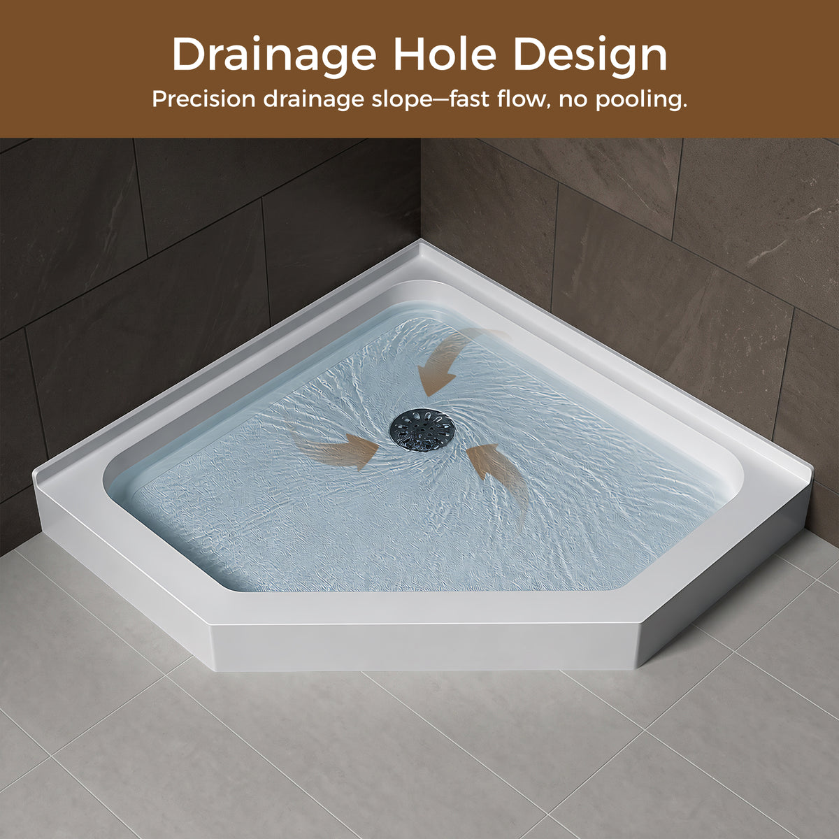 36" x 36" Neo-Angle Center Drain Acrylic Corner Shower Base, Integrated Tile Flange, Non-Slip Textured Floor (Drain Not Included) White SKU T5595P595443 product image 7
