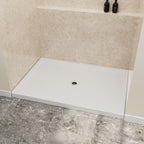 48" x 32" in Shower Base,resin and fiberglass,Center Drain Single-Threshold Shower Pan,White Vein White Marble SKU T6587P581021 product image 2