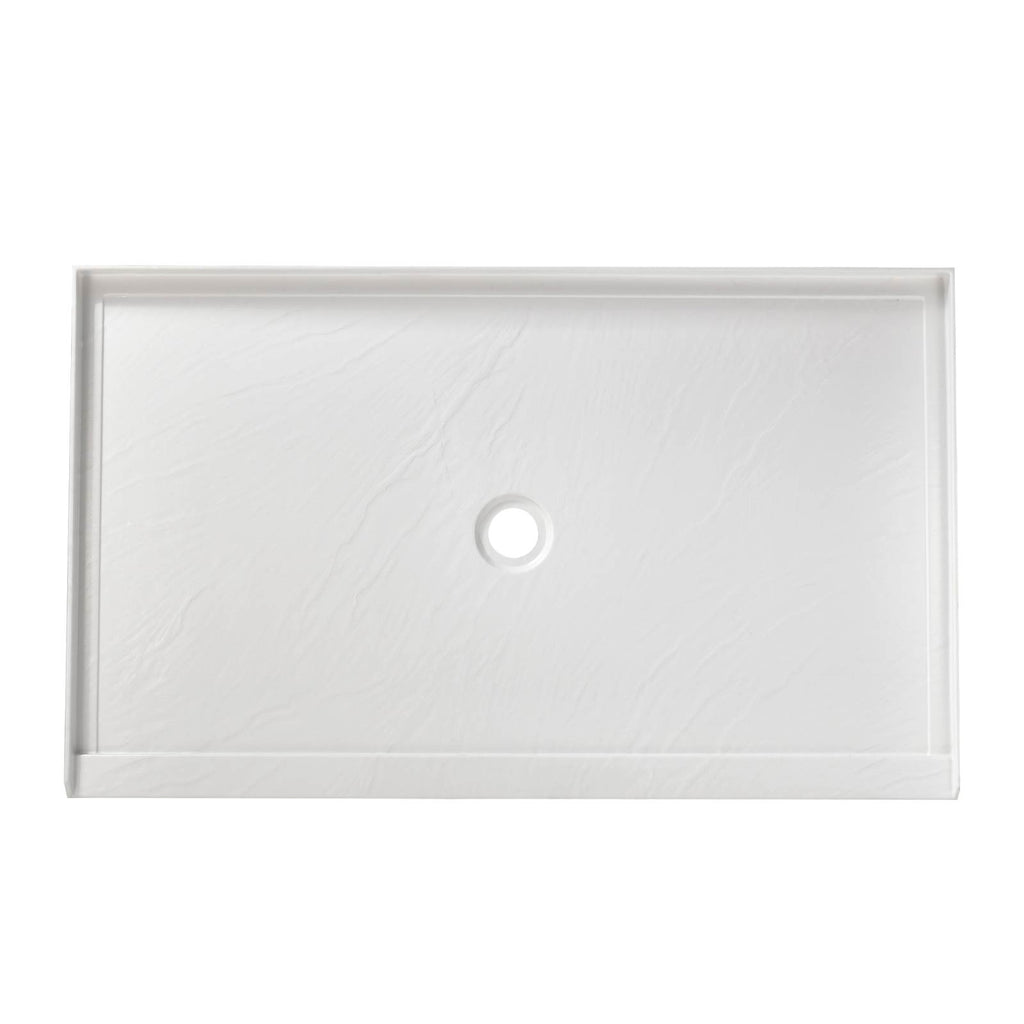 48" x 32" in Shower Base,resin and fiberglass,Center Drain Single-Threshold Shower Pan,White Vein White Marble SKU T6587P581021 product image 3