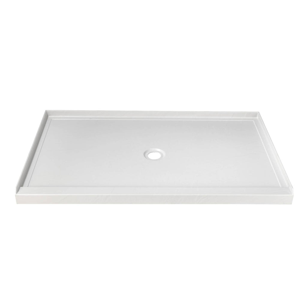 48" x 32" in Shower Base,resin and fiberglass,Center Drain Single-Threshold Shower Pan,White Vein White Marble SKU T6587P581021 product image 4