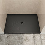 48" x 32" in Shower Base,resin and fiberglass,Center Drain Single-Threshold Shower Pan,Black Vein Black Marble-Look Sintered Stone SKU T6587P581079 product image 1
